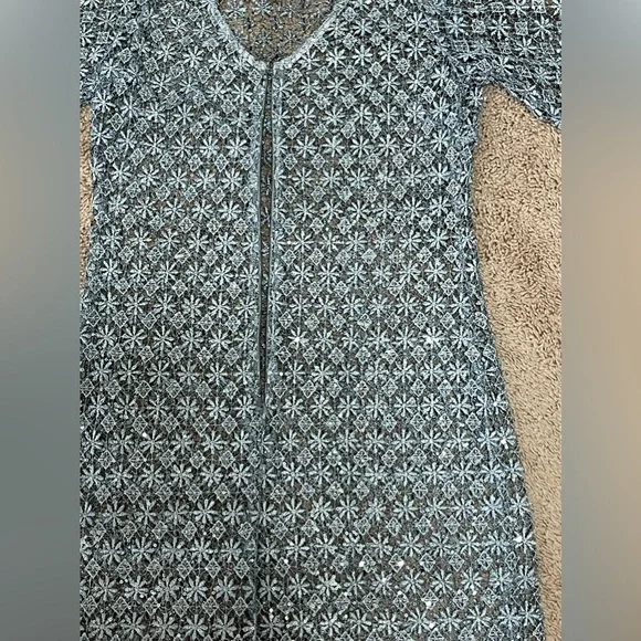 Cachet Light Metallic Blue Lace Sequin Size Small - Picture 8 of 11